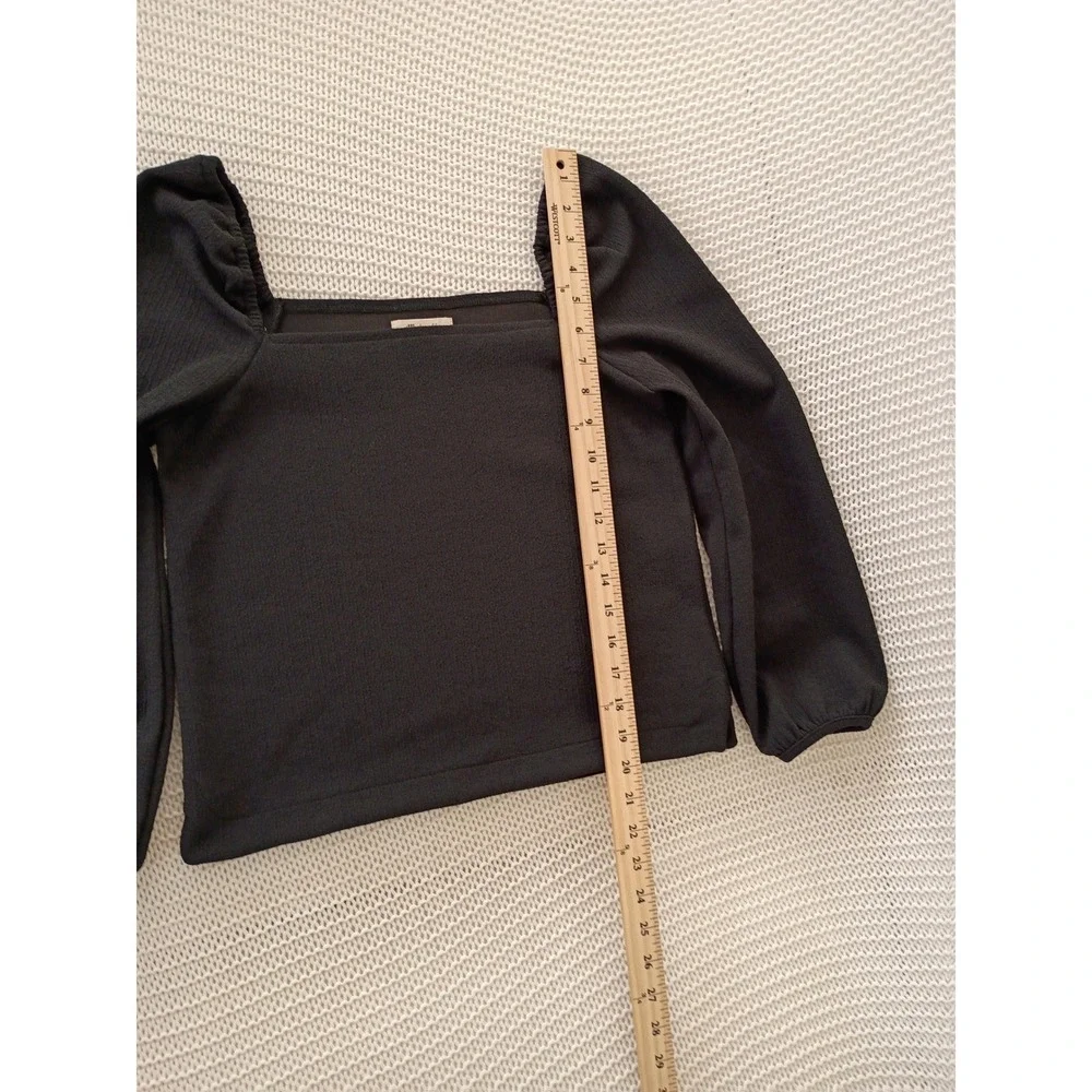 Madewell NWOT Square-Neck Puff-Sleeve Top Black Minimalist‎ Chic Fit Small S
